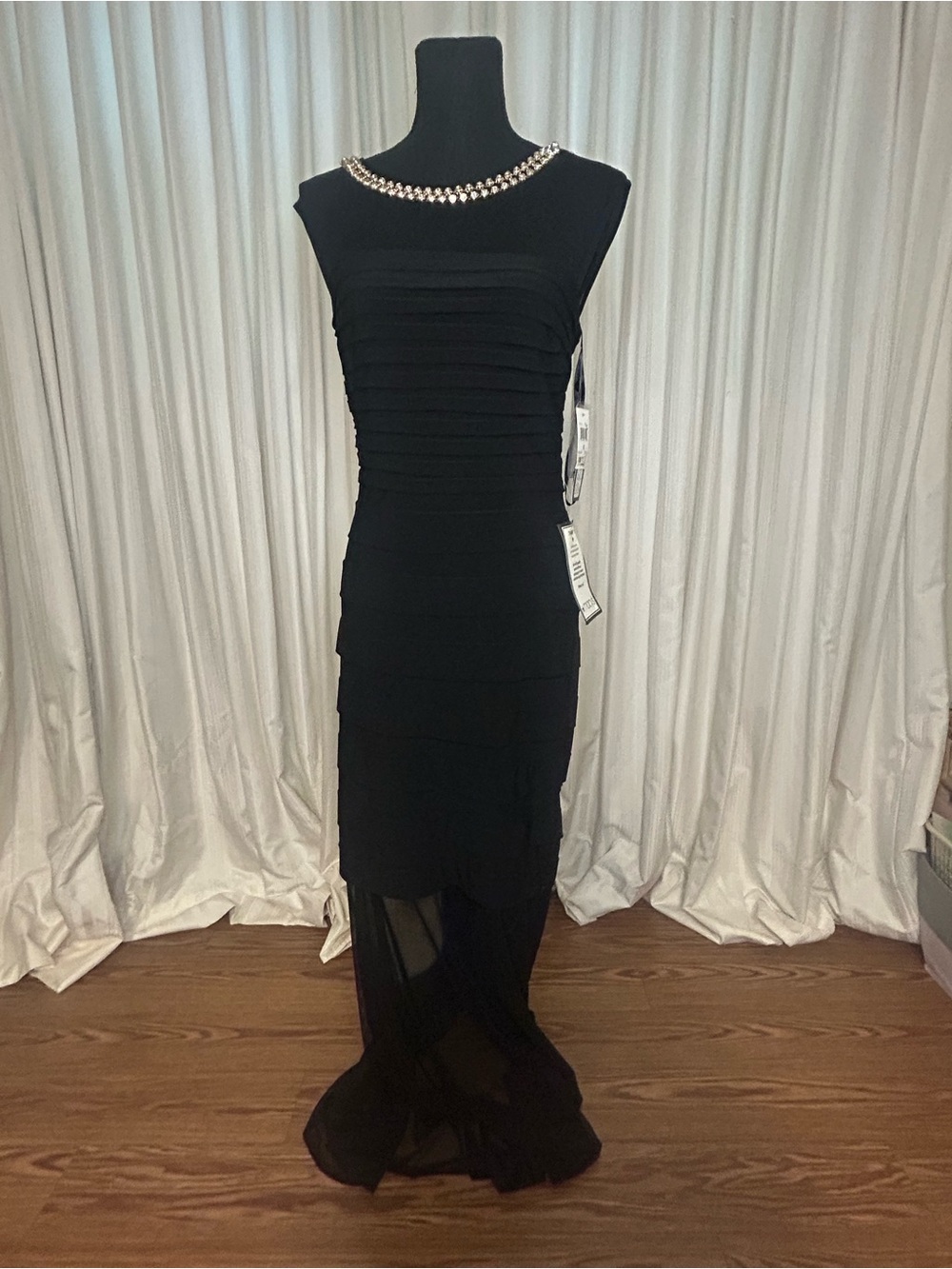 Macy's Black Beaded-Neck Maxi Dress